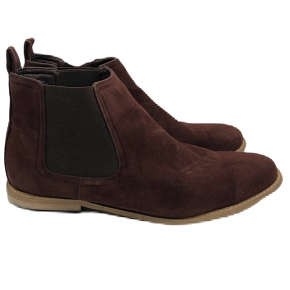 Pheroni Men's Maroon Faux Suede Leather Ankle Boots Calvin Size 13 Slip On - Picture 1 of 15